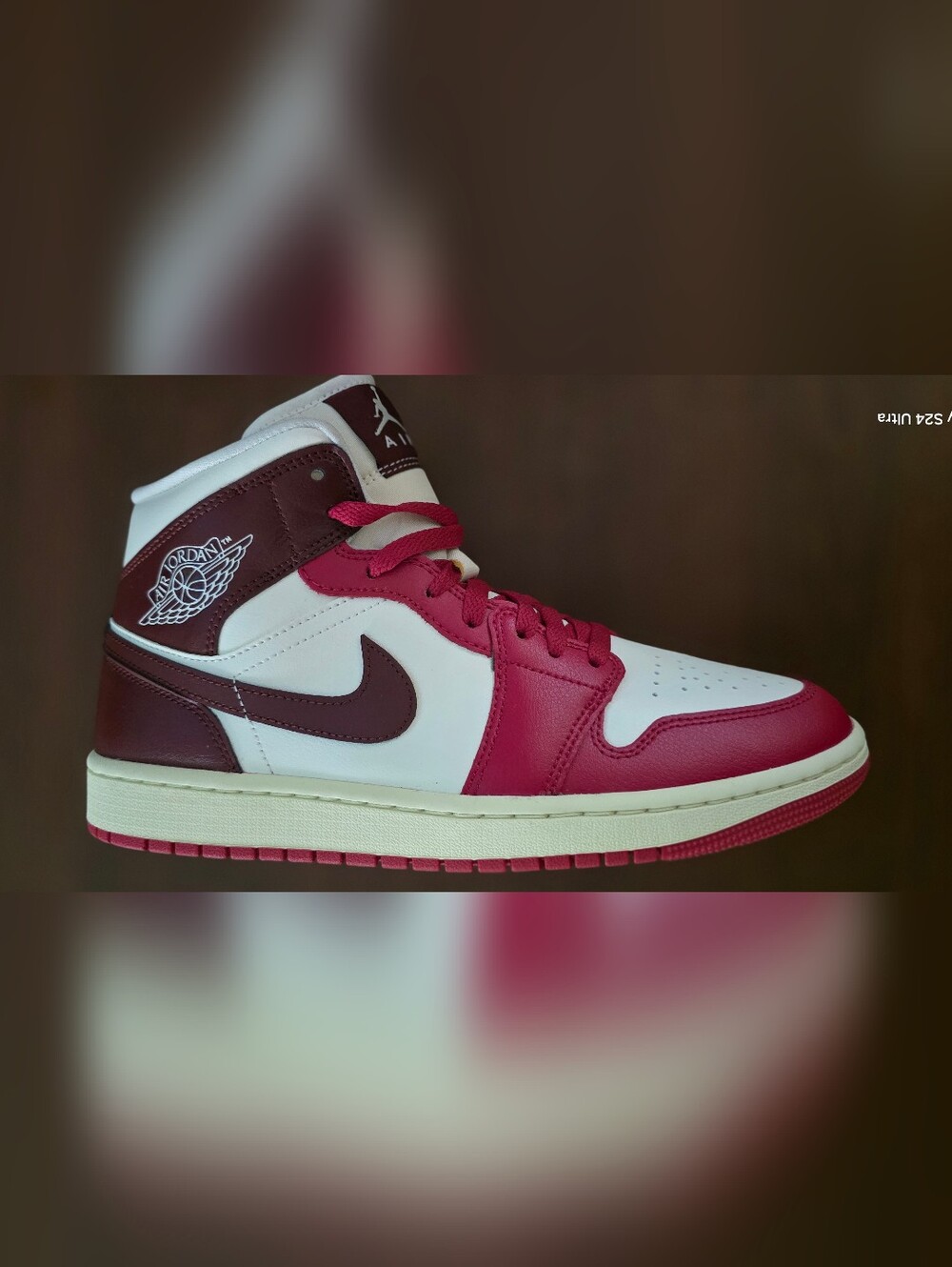 Jordan Air Jordan 1 Mid White, Pink & Maroon Sneakers 10.5 Women's